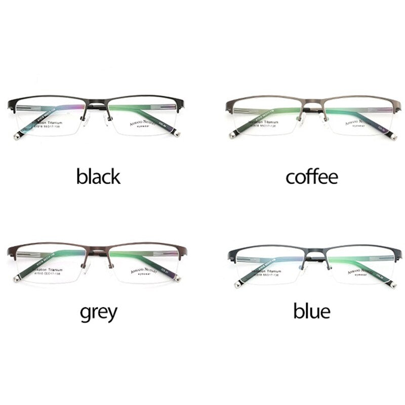 Handoer Unisex Semi Rim Rectangle Titanium Eyeglasses A1518 Semi Rim Handoer