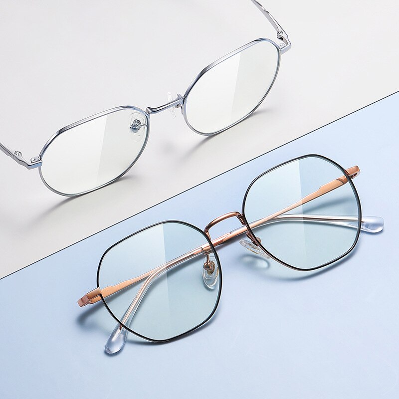 Hotony Women's Full Rim Polygonal Titanium Eyeglasses St6210 Full Rim Hotony