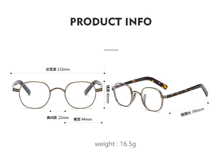 CCspace Unisex Full Rim Irregular Round Acetate Titanium Eyeglasses 53314 Full Rim CCspace