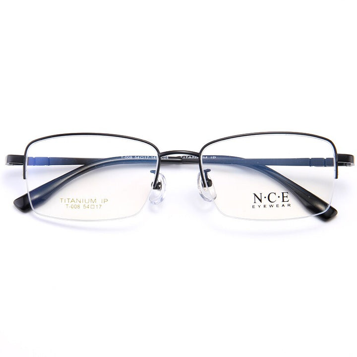 Bclear Men's Semi Rim Rectangle Titanium Frame Eyeglasses My008 Semi Rim Bclear