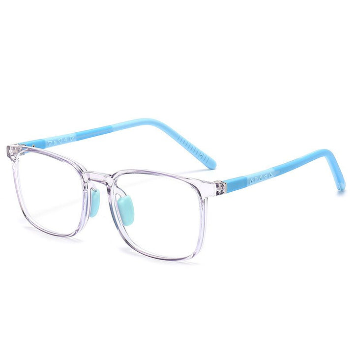 CCspace Unisex Youth Full Rim Square Silicone Eyeglasses 54671 Full Rim CCspace Gray blue China