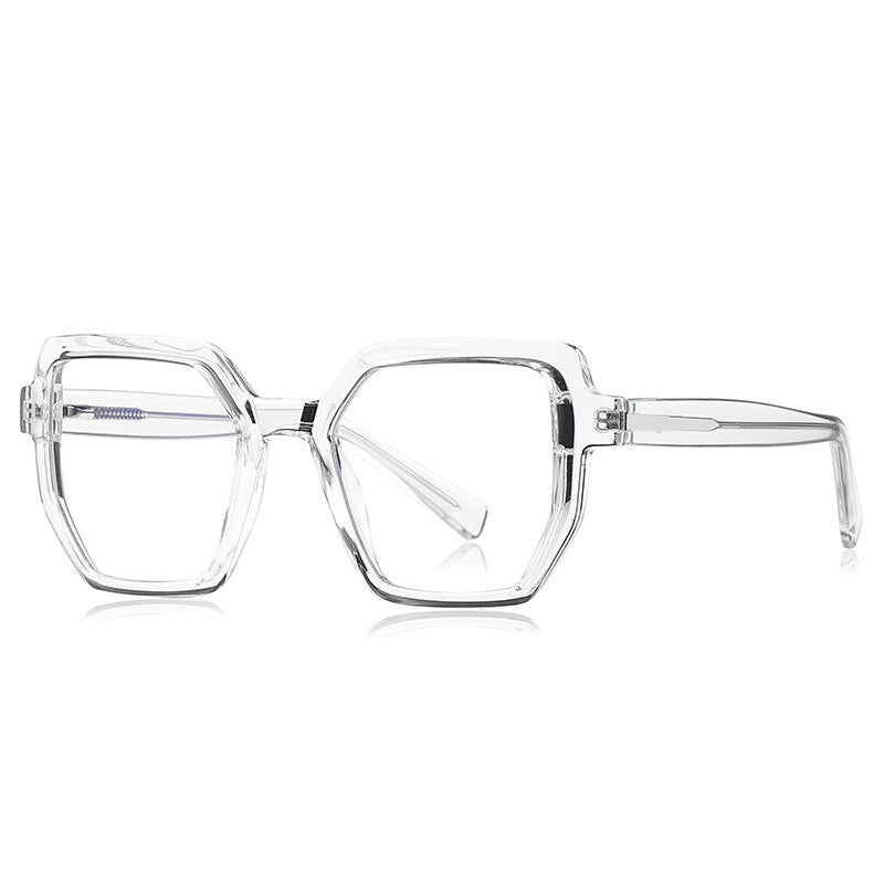 CCspace Unisex Full Rim Irregular Square Tr 90 Titanium Eyeglasses 54714 Full Rim CCspace China Clear