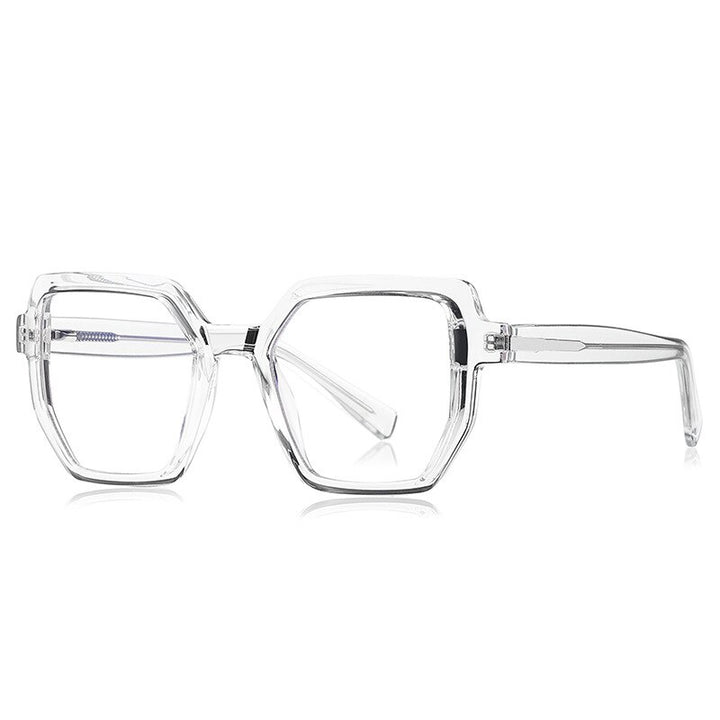 CCspace Unisex Full Rim Irregular Square Tr 90 Titanium Eyeglasses 54714 Full Rim CCspace China Clear