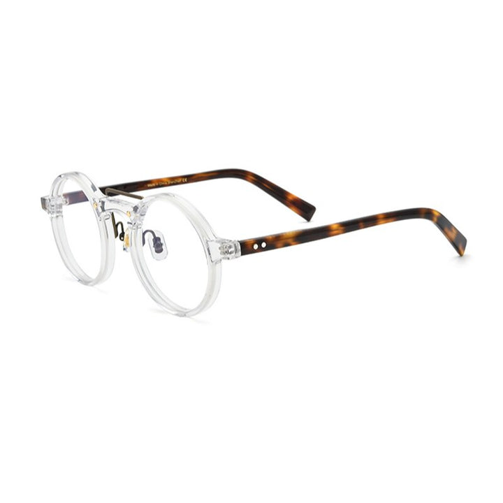 Gatenac Unisex Full Rim Round Acetate Double Bridge Frame Eyeglasses Gxyj808 Full Rim Gatenac Transparent