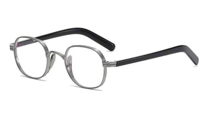 CCspace Unisex Full Rim Irregular Round Acetate Titanium Eyeglasses 53314 Full Rim CCspace Silver China