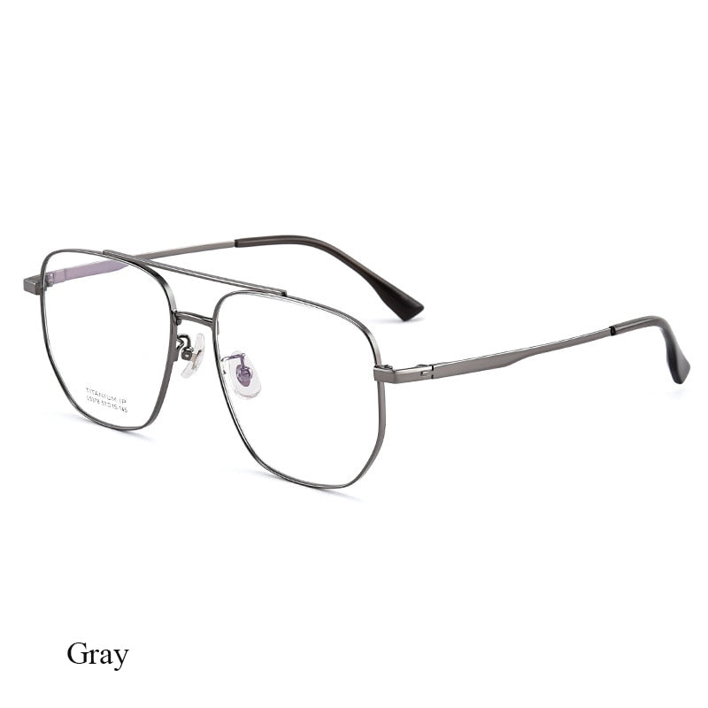 Bclear Unisex Full Rim Square Double Bridge Titanium Eyeglasses Lb5378 Full Rim Bclear Gray
