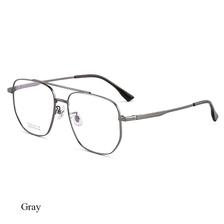 Bclear Unisex Full Rim Square Double Bridge Titanium Eyeglasses Lb5378 Full Rim Bclear Gray