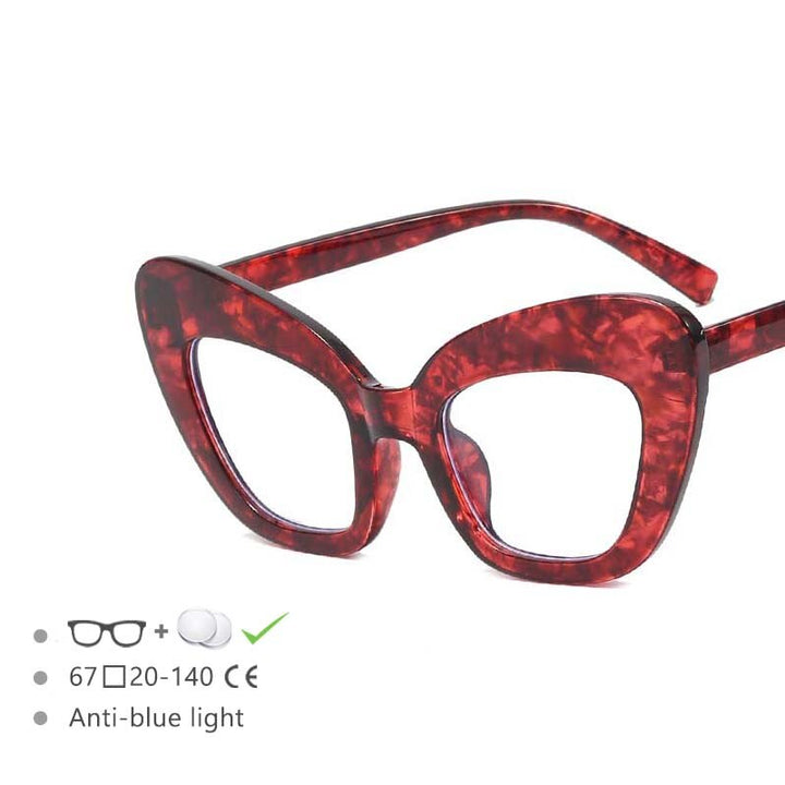 CCspace Women's Full Rim Oversized Cat Eye Acetate Frame Eyeglasses 54531 Full Rim CCspace Red flower China