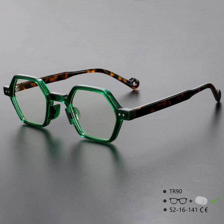 CCspace Unisex Full Rim Polygonal Tr 90 Acetate Eyeglasses 54565 Full Rim CCspace C6F China