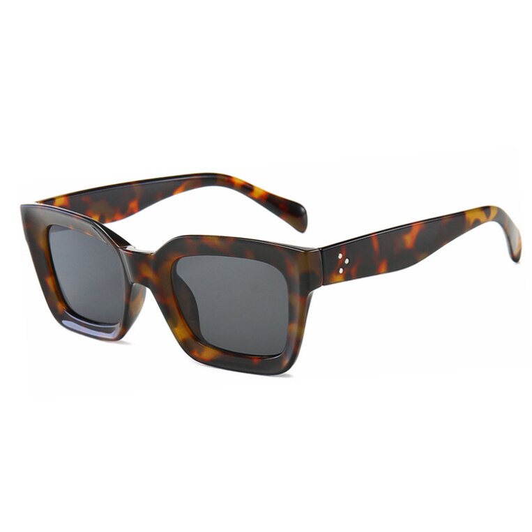 CCspace Unisex Full Rim Square Cat Eye Resin Rivet Frame Eyeglasses 47105 Full Rim CCspace leopard