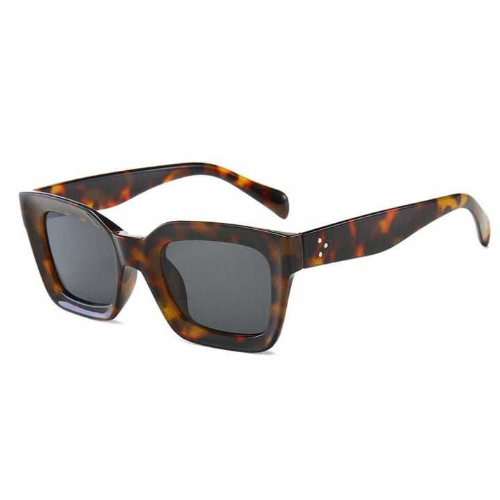 CCspace Unisex Full Rim Square Cat Eye Resin Rivet Frame Eyeglasses 47105 Full Rim CCspace leopard