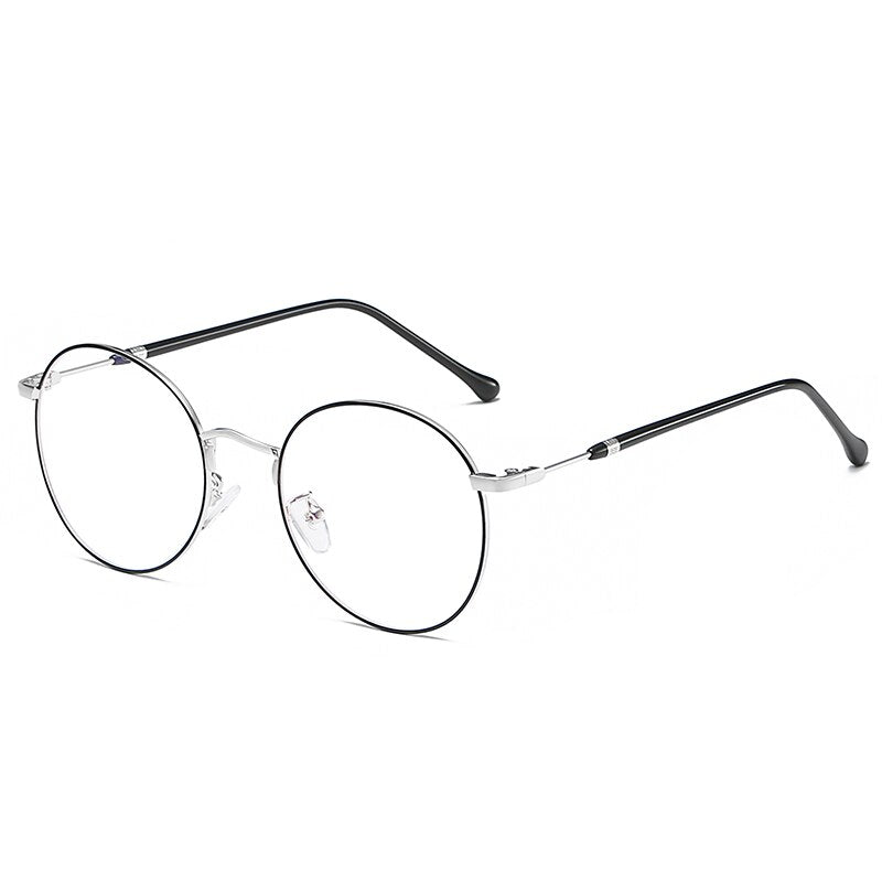 Reven Jate Unisex Full Rim Round Alloy Eyeglasses 1912 Full Rim Reven Jate black silver