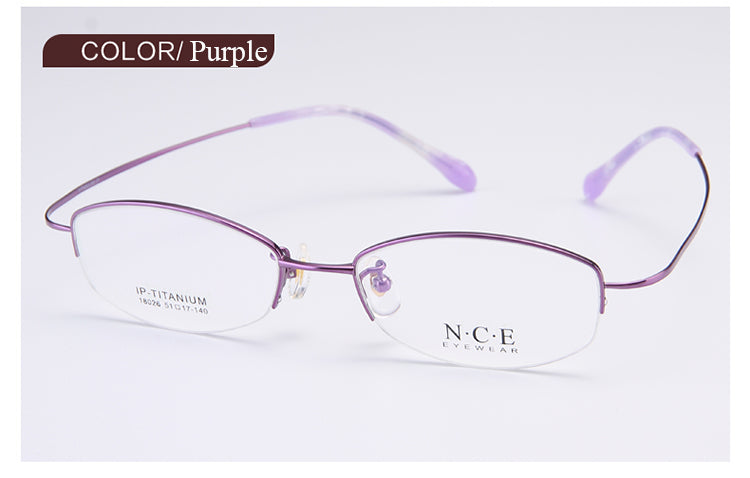 Bclear Women's Semi Rim Titanium Oval Eyeglasses Sc18026 Semi Rim Bclear