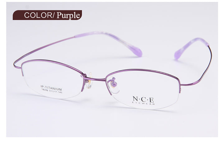 Bclear Women's Semi Rim Titanium Oval Eyeglasses Sc18026 Semi Rim Bclear