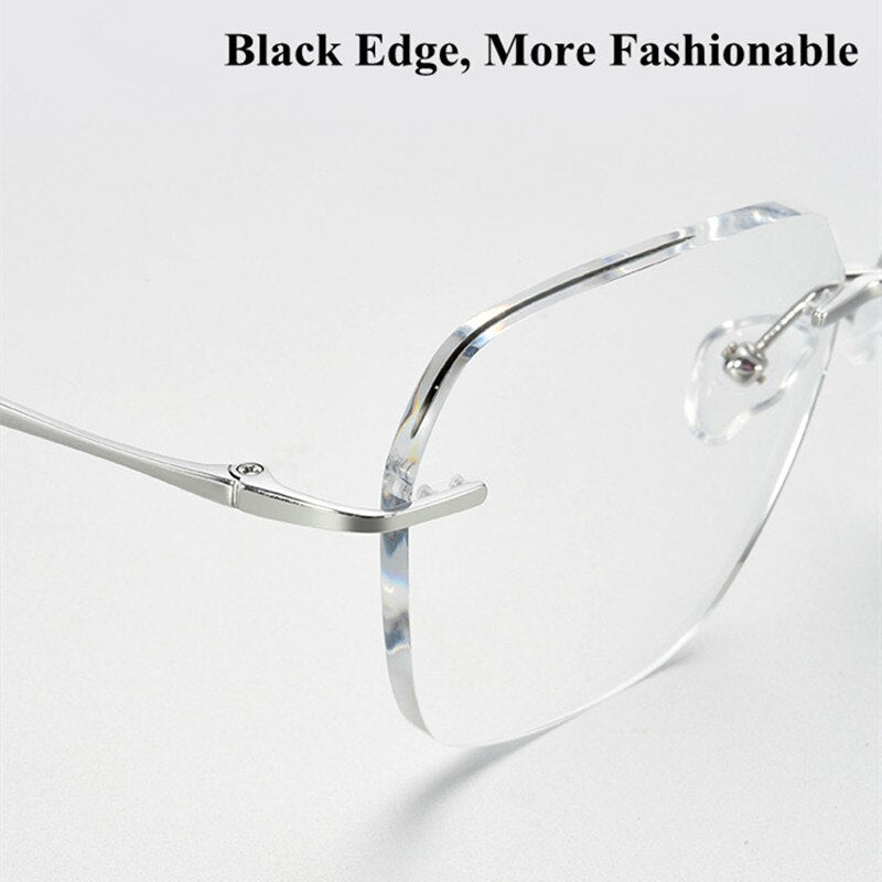 Chashma Ottica Unisex Rimless Square Oval Titanium Eyeglasses 632 Rimless Chashma Ottica