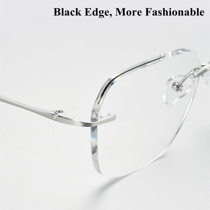 Chashma Ottica Unisex Rimless Square Oval Titanium Eyeglasses 632 Rimless Chashma Ottica