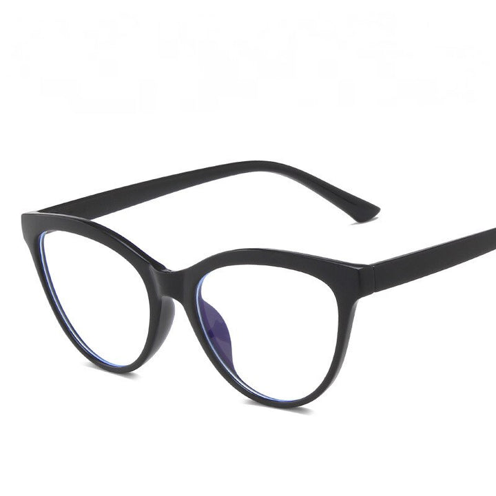 CCspace Unisex Full Rim Cat Eye Tr 90 Titanium Eyeglasses 55437 Full Rim CCspace China BrightBlack