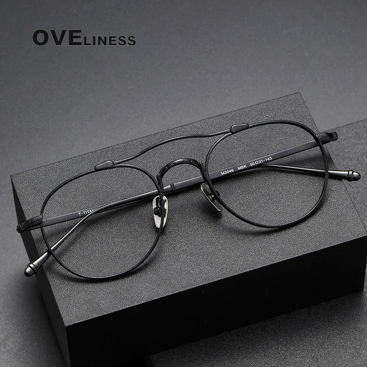 Oveliness Unisex Full RIm Round Double Bridge Titanium Eyeglasses Full Rim Oveliness