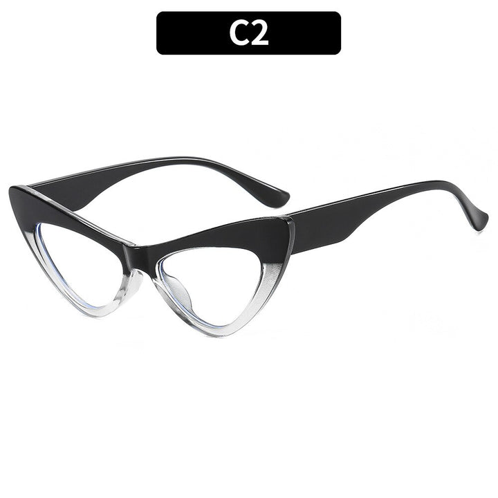 CCspace Women's Full Rim Oversized Cat Eye Acetate Eyeglasses 53299 Full Rim CCspace China BlackClear