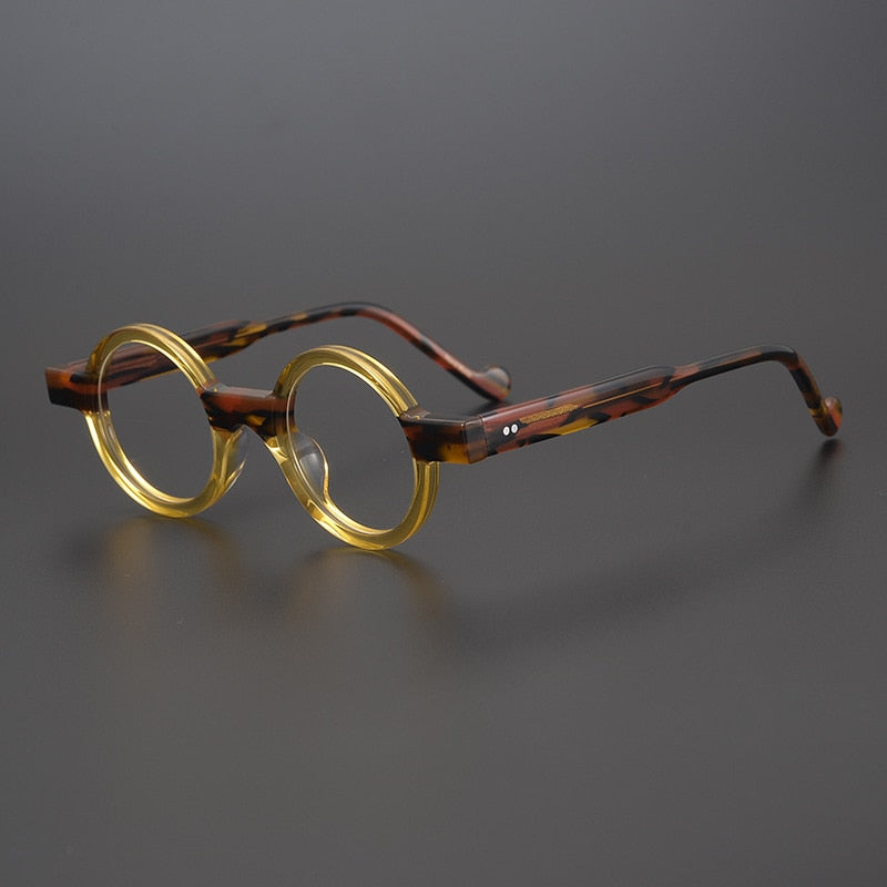 CCspace Unisex Full Rim Round Acetate Steampunk Eyeglasses 55104 Full Rim CCspace Yellow China