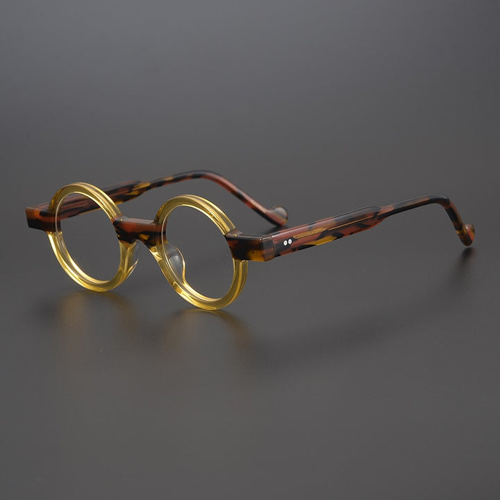 CCspace Unisex Full Rim Round Acetate Steampunk Eyeglasses 55104 Full Rim CCspace Yellow China