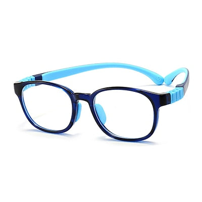 Ralferty Unisex Children's Full Rim Round Square Tr 90 Silicone Eyeglasses M91029 Full Rim Ralferty C3 Blue China 