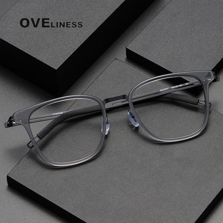 Oveliness Unisex Full Rim Square Titanium Eyeglasses 8202301 Full Rim Oveliness