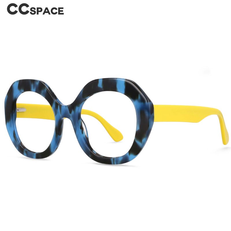 CCspace Women's Full Rim Oversized Round Acetate Frame Eyeglasses 54069 Full Rim CCspace