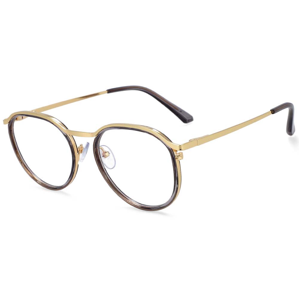CCspace Unisex Full Rim Round Tr 90 Alloy Frame Eyeglasses 54241 Full Rim CCspace CN Gray