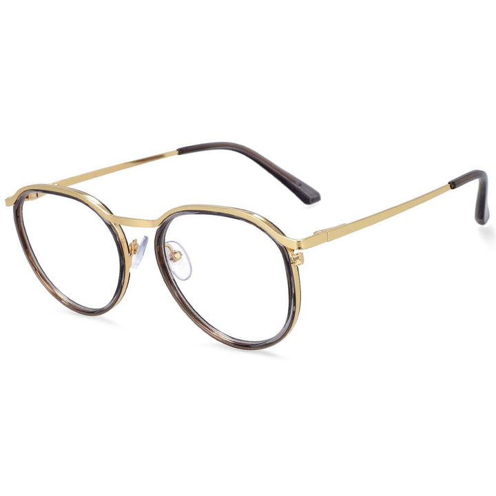CCspace Unisex Full Rim Round Tr 90 Alloy Frame Eyeglasses 54241 Full Rim CCspace CN Gray
