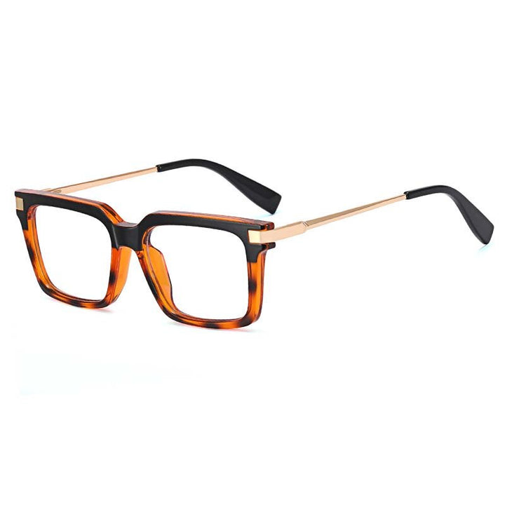 CCspace Unisex Full Rim Square Cat Eye Tr 90 Titanium Eyeglasses 54785 Full Rim CCspace China Black leopard