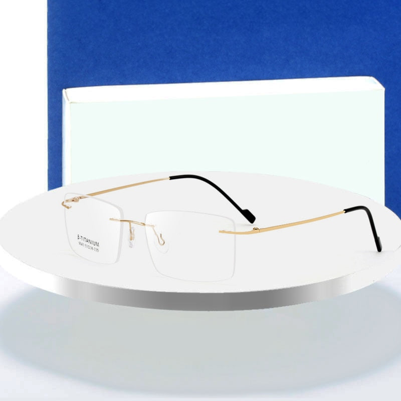 Hotochki Unisex Rimless Rectangle Alloy Frame Eyeglasses 6043 Rimless Hotochki