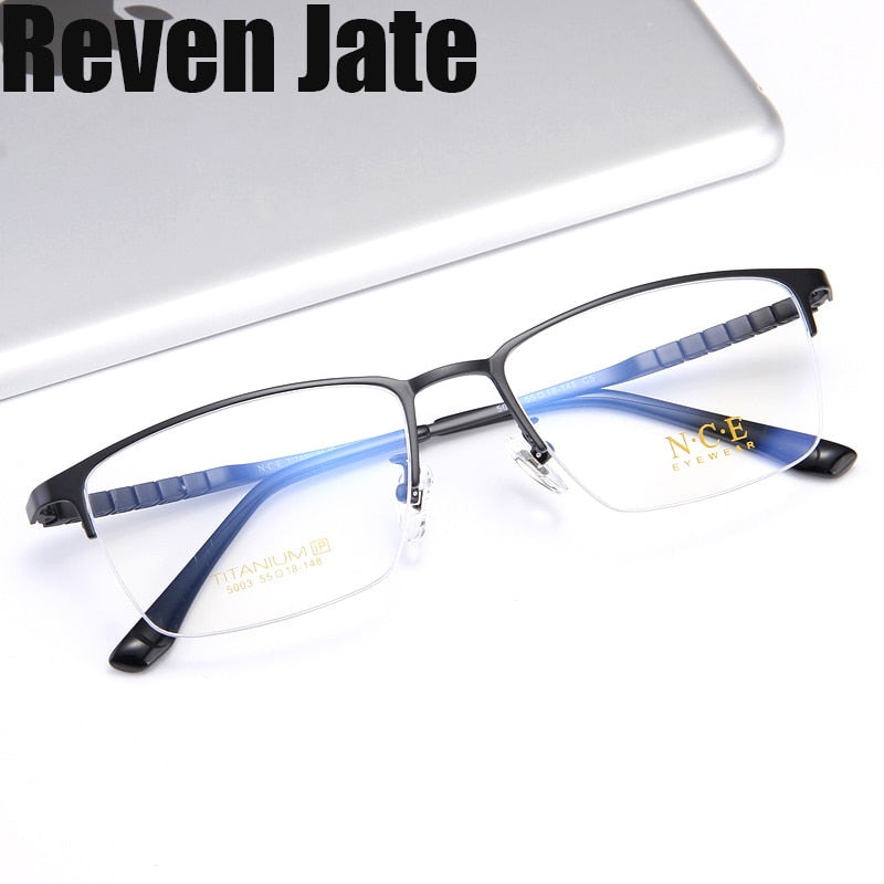 Reven Jate Men's Semi Rim Square Titanium Eyeglasses 5003 Semi Rim Reven Jate   