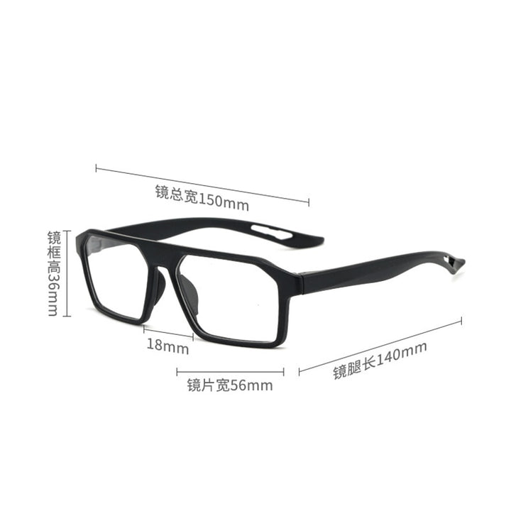 Reven Jate Unisex Full Rim Square Tr 90 Sport Eyeglasses 1218 Full Rim Reven Jate
