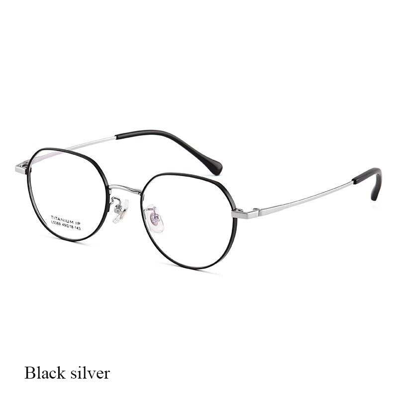 Bclear Unisex Full Rim Polygon Square Titanium Eyeglasses Lb5369 Full Rim Bclear Black silver