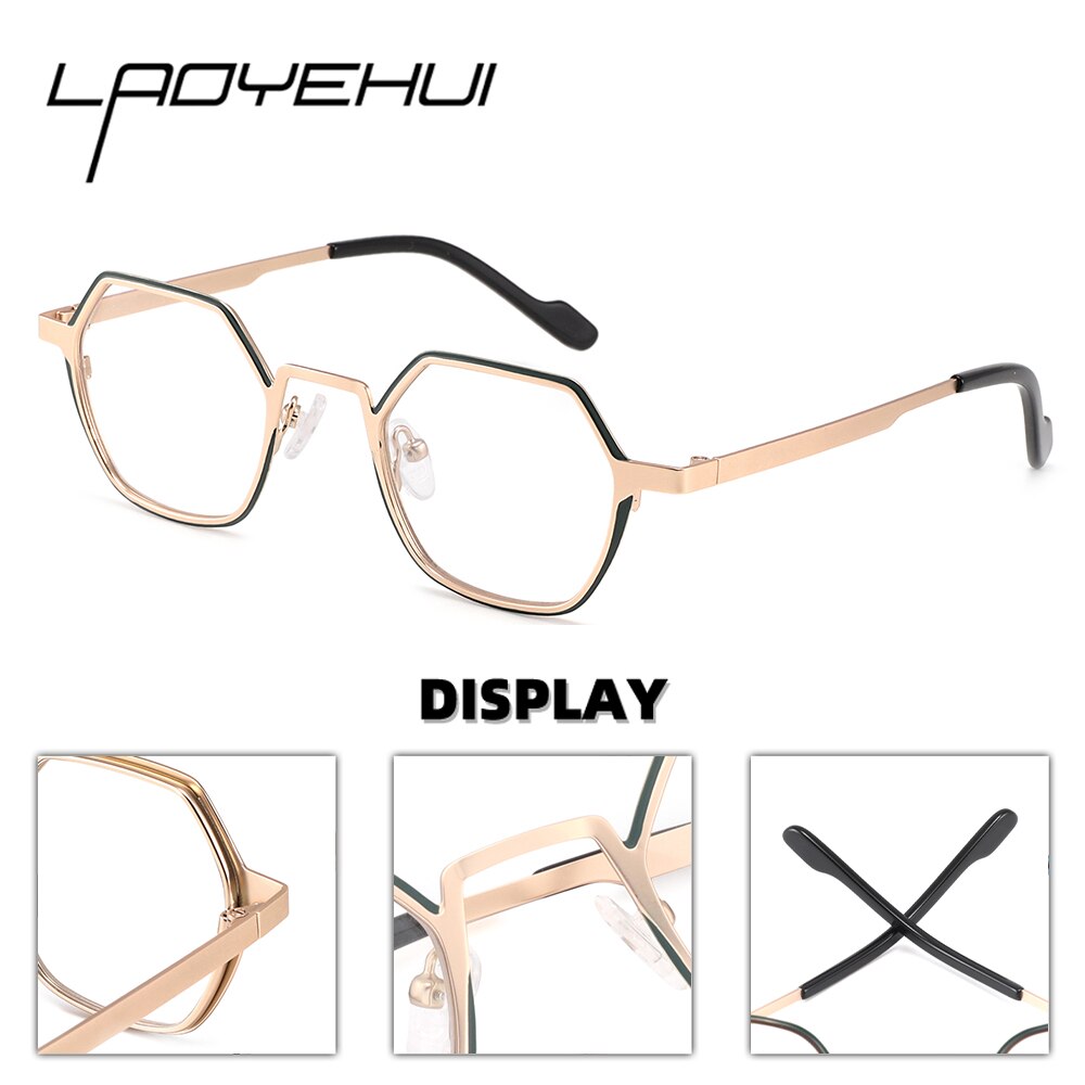 Laoyehui Unisex Full Rim Polygon Round Alloy Myopic Reading Glasses Glg8860c Reading Glasses Laoyehui