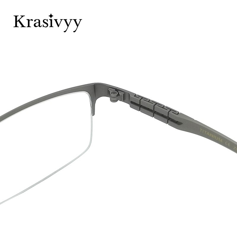 Krasivyy Men's Semi Rim Square Spring Hinge Titanium Eyeglasses Kr0070 Semi Rim Krasivyy