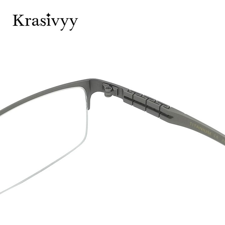 Krasivyy Men's Semi Rim Square Spring Hinge Titanium Eyeglasses Kr0070 Semi Rim Krasivyy