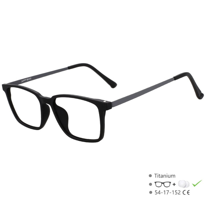 CCspace Unisex Full Rim Square Titanium Eyeglasses 49645 Full Rim CCspace BlackGray China