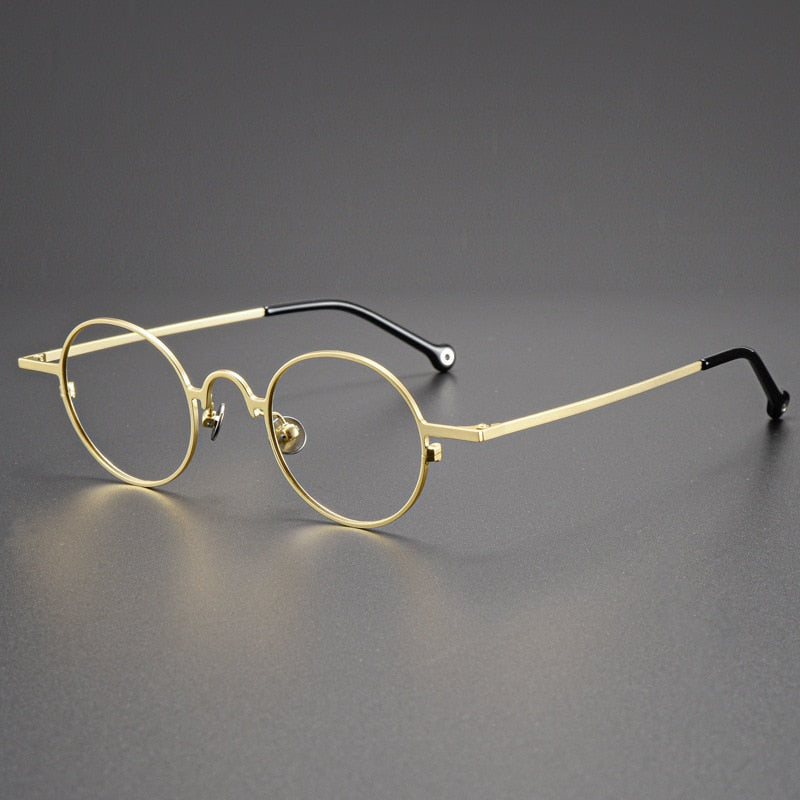 CCspace Unisex Full Rim Round Titanium Alloy Eyeglasses 54909 Full Rim CCspace Gold China