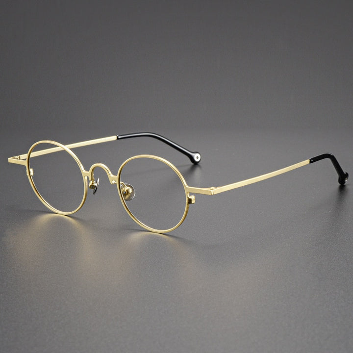 CCspace Unisex Full Rim Round Titanium Alloy Eyeglasses 54909 Full Rim CCspace Gold China