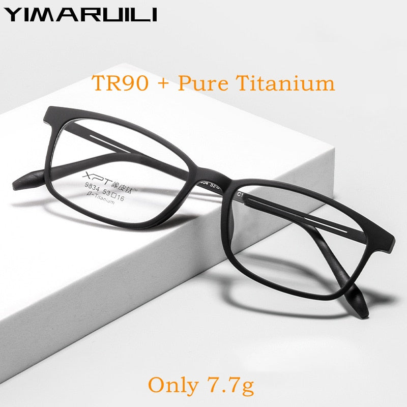 Yimaruili Unisex Full Rim Square Tr 90 Titanium Eyeglasses 9834XP Full Rim Yimaruili Eyeglasses