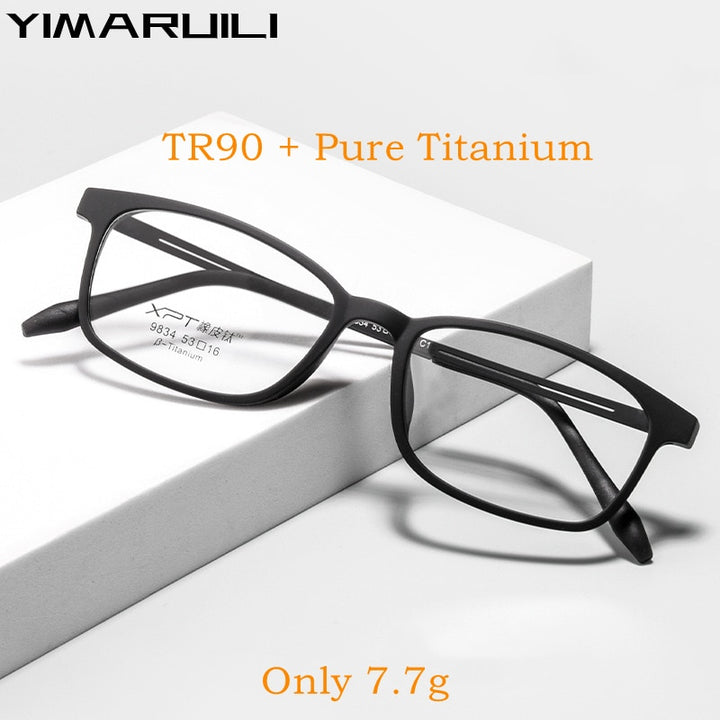 Yimaruili Unisex Full Rim Square Tr 90 Titanium Eyeglasses 9834XP Full Rim Yimaruili Eyeglasses