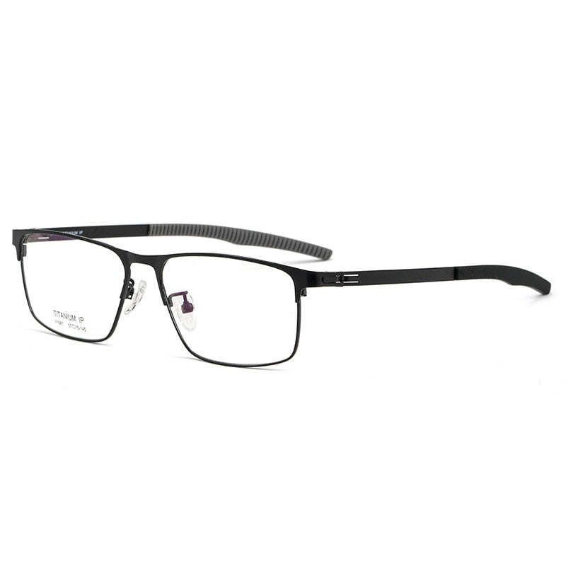 Bclear Men's Full Rim Square Titanium Frame Eyeglasses Bsf1981 Full Rim Bclear black