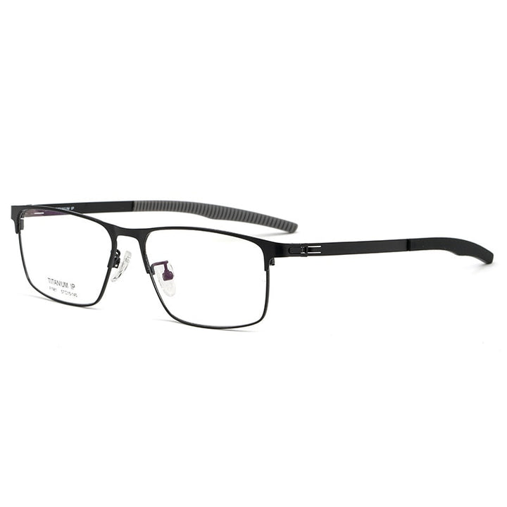 Bclear Men's Full Rim Square Titanium Frame Eyeglasses Bsf1981 Full Rim Bclear black