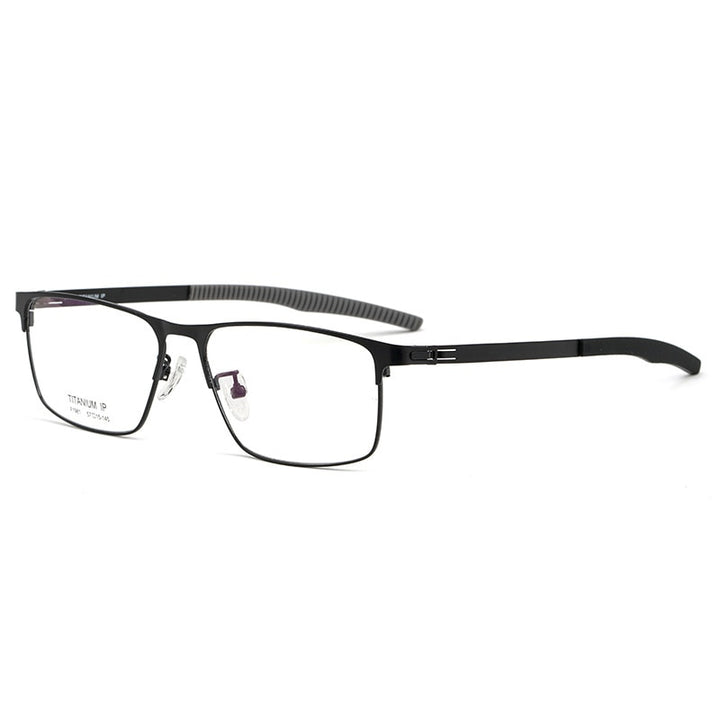 Bclear Men's Full Rim Square Titanium Frame Eyeglasses Bsf1981 Full Rim Bclear black  