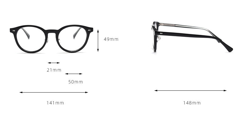 CCspace Unisex Full Rim Round Acetate Eyeglasses 55692 Full Rim CCspace