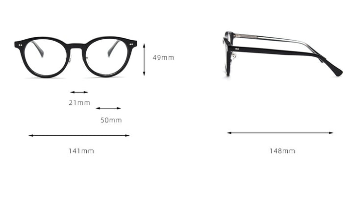 CCspace Unisex Full Rim Round Acetate Eyeglasses 55692 Full Rim CCspace