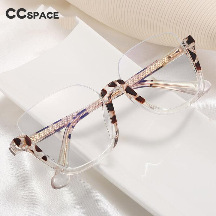 CCspace Women's Semi Rim Big Square Tr 90 Titanium Eyeglasses 55066 Semi Rim CCspace