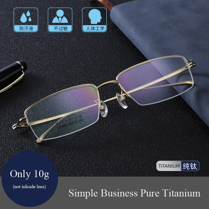 Bclear Men's Semi Rim Square Titanium Eyeglasses Lb7836 Semi Rim Bclear